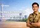 Pria berseragam PNS dengan latar belakang Monas dan teks Cara Beli E-Meterai untuk CPNS 2026 Xignature.