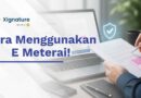 Ilustrasi cara menggunakan e-meterai pada dokumen digital menggunakan laptop dan tanda tangan elektronik yang aman.
