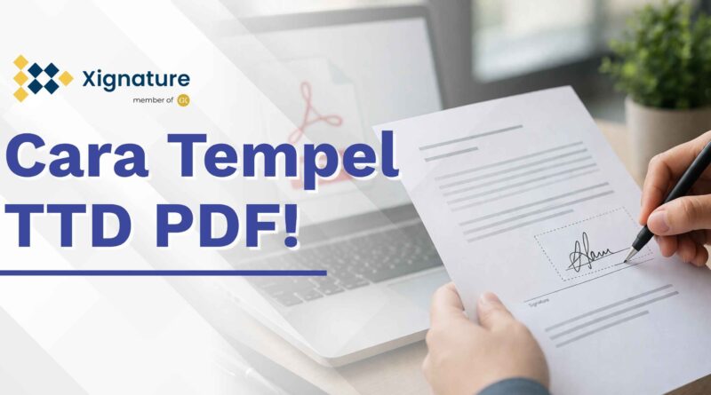 Seseorang sedang membubuhkan tanda tangan pada dokumen PDF di laptop menggunakan fitur tanda tangan digital yang rapi dan natural.