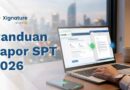 Ilustrasi seseorang sedang mengakses portal Coretax di laptop untuk lapor SPT Tahunan 2026 dengan sistem keamanan dokumen digital yang terenkripsi.