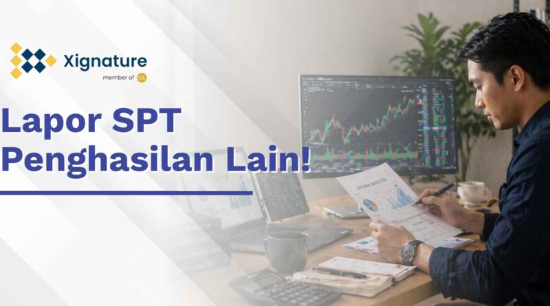 Seorang pria sedang menganalisis grafik saham di monitor dan mencatat laporan investasi untuk lapor SPT Penghasilan Lain.