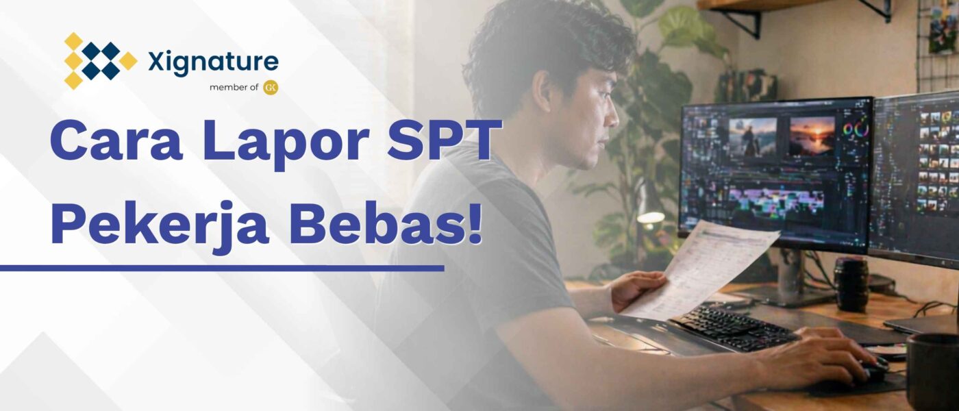 Pria sedang melakukan video editing di ruang kerja yang nyaman sambil memegang dokumen untuk lapor SPT Pekerja Bebas.