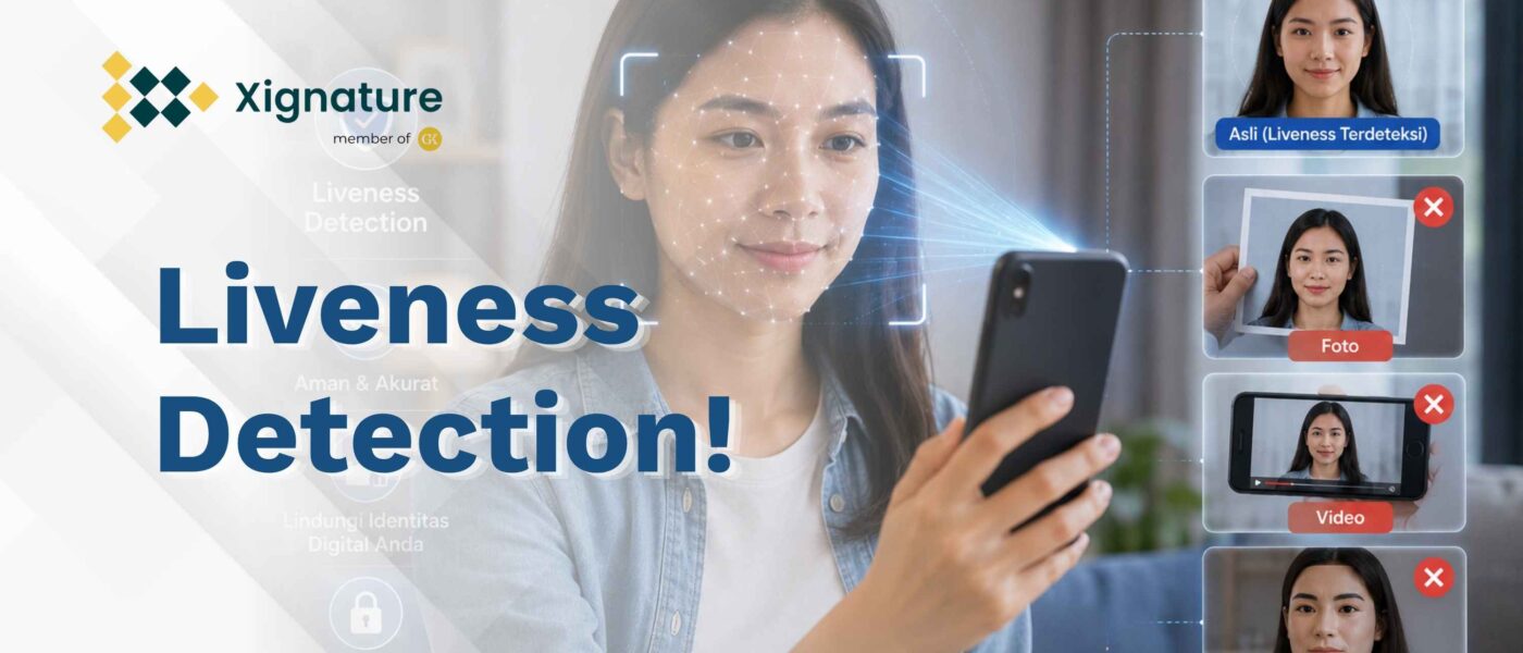 Ilustrasi cara kerja Liveness Detection pada smartphone yang berhasil memverifikasi wajah asli dan menolak manipulasi berupa cetak foto, rekaman video, serta topeng atau deepfake.