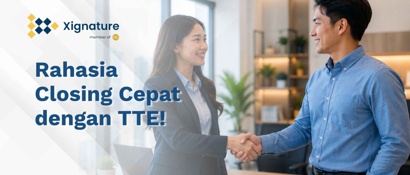 Dua profesional sedang bersalaman setelah berhasil menyepakati kontrak kerjasama bisnis menggunakan tanda tangan elektronik (TTE) tersertifikasi yang cepat dan legal.