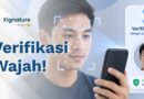 Ilustrasi proses verifikasi wajah menggunakan teknologi Liveness Detection pada smartphone dengan pemindaian titik biometrik untuk memastikan wajah pengguna asli dan real-time.