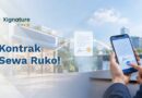Ilustrasi kontrak sewa ruko digital antara pemilik dan penyewa lewat smartphone