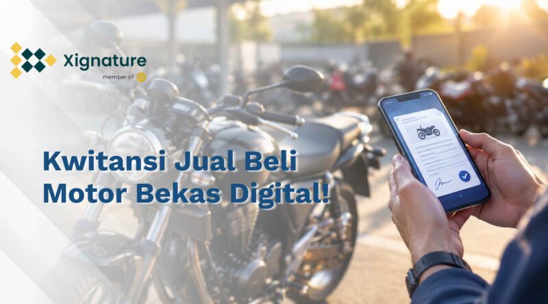 Foto transaksi jual beli motor bekas dengan kwitansi digital di smartphone