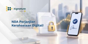 Foto dua orang berjabat tangan menandatangani NDA digital di tablet